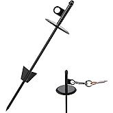 Dog tie-Out Stake for Dogs,16" Dog Stake for Outside Easy to Install, 360° Swivel Anchor Stake for Yard, Camping, Beach (Blac