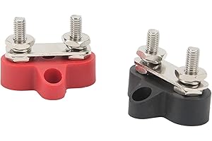 Tbest Battery Terminals and Distribution Modules2pcs Power Distribution Terminal Block 48V M6 Positive Negative 2 Studs Batte
