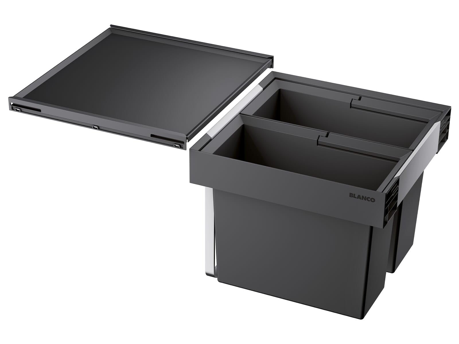 Blanco Flexon II 45/2 521468 Kitchen Waste Separation System with 2 Bins (16 L Each) for Mounting in The Drawer of a 45 cm Cabinet Black