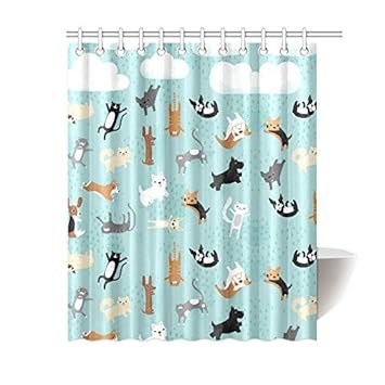 Amazon Com Aloundi Cute Funny Raining Cats Dogs Bathroom Shower
