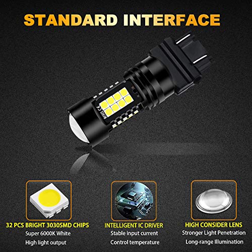 CIIHON Upgraded 3157 LED Light Bulbs,12V 24W 2800LM 6000K White LED Bulbs,Super Bright 3030 SMD