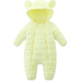 TITAREEY Infant Baby Snowsuit Cute Bear Ears Jumpsuit Newborn Romper Double Zipper Warm Jacket for Winter