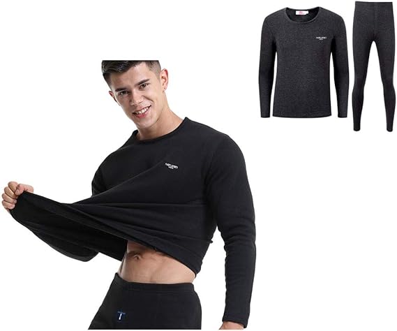 Amazon Nuodunkeji ヒートテック インナーウェア メンズ 長袖シャツ ロングタイツ あったかインナー 上下セット 吸湿発熱 保温 長袖u首 防寒肌着 冬用起毛 インナーシャツ 通販