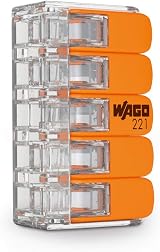 WAGO 221-415 25 Piece Connection Block 5 Conductors 0.14-4 mm² Orange view 3