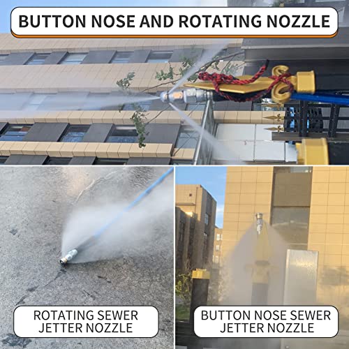 Azdele Sewer Jetter Kit for Pressure Washer 100 FT,Sewer Jetter Nozzles
