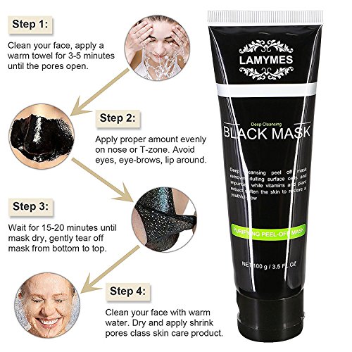 Bamboo Charcoal Black Mask, YBB Deep Cleansing Purifying Peel-off Mask Remove Blackheads Pimples Mask Include Acne Removal Tool Kit (100g) - Thumbnail 4