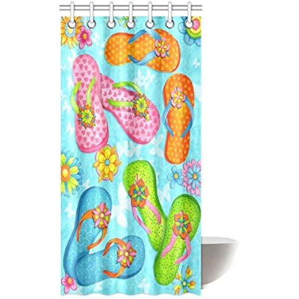 Amazon Com Summer Starfish Flip Flop On Beach Waterproof Bathroom Decor Fabric Shower Curtain Polyester 36 X 72 Inches Home Kitchen