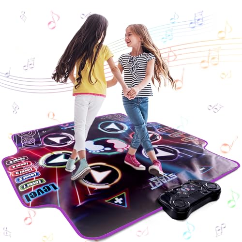 JoyRapt Dance Mat for Kids 4-8 Ages, 6 Light-up Buttons Bluetooth Dance Mat Girls Toys for 8-10, 7 Game Modes Birthday for Teen Girls Dancing Play Mat (black2)