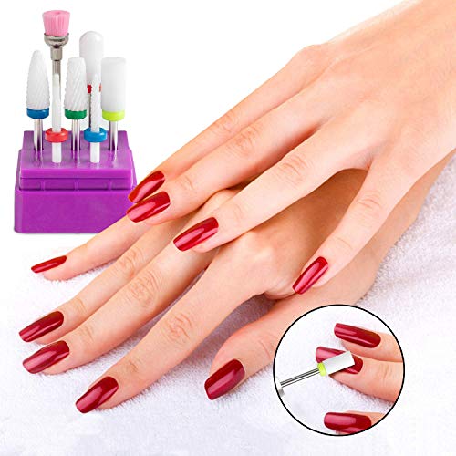 Ceramic Nail Drill Bits Professional Nails File Bit Set 7pcs 3/32 inch for Acrylic Gel Nails Cuticle Manicure Pedicure - Thumbnail 4