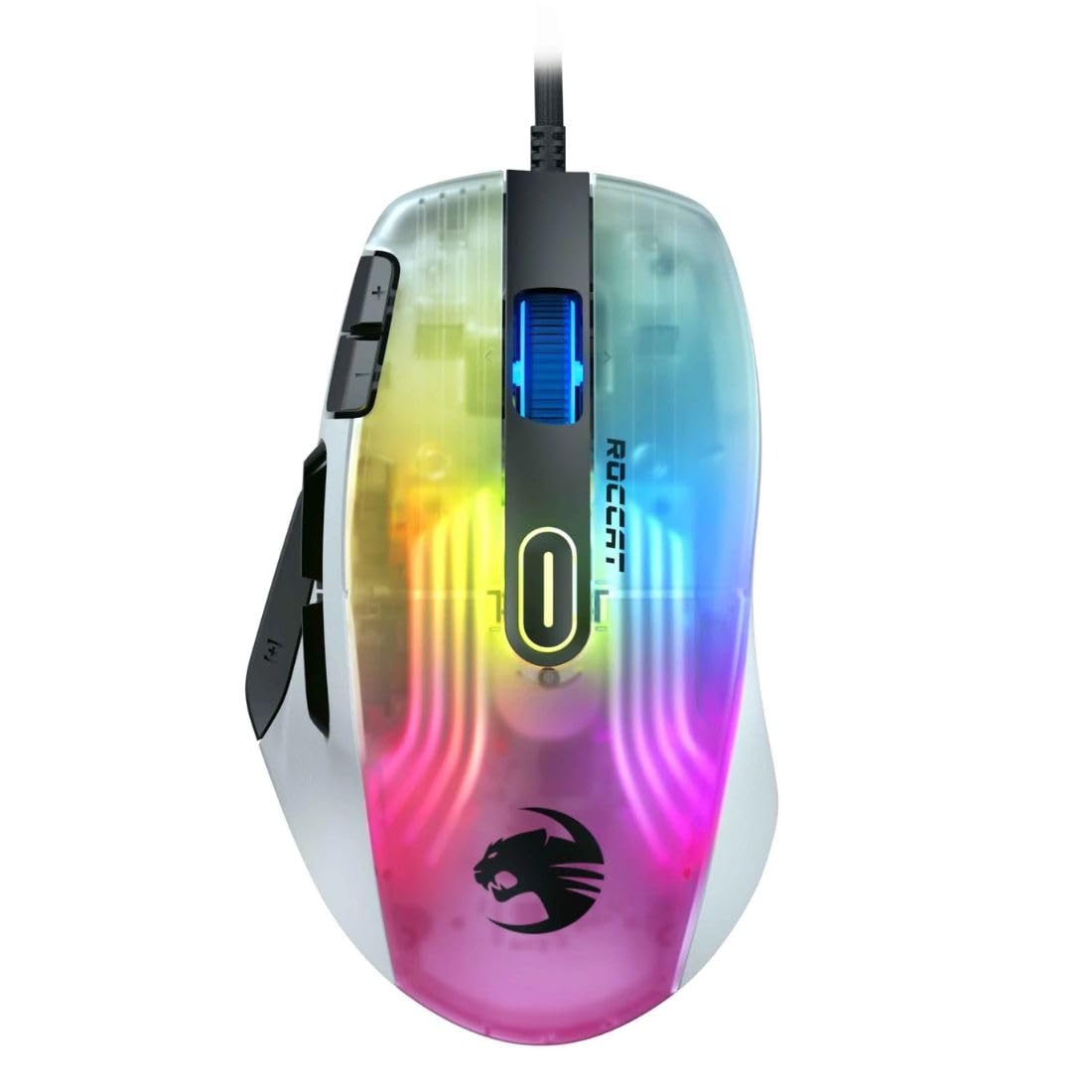 ROCCAT Kone XP PC Gaming Mouse with 3D AIMO RGB Lighting, 19K DPI Optical Sensor, 4D Krystal Scroll Wheel, Multi-Button Design, Wired Computer Mouse - White