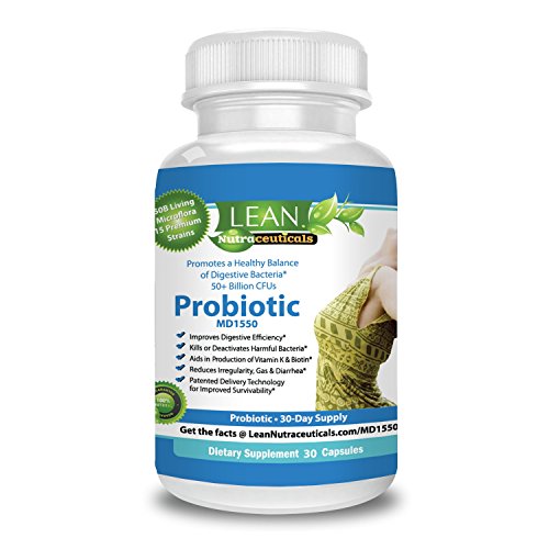 50 Billion Probiotics 15 Strains MD Formulated Patented for Men Women & Kids w/ Delay Release Caps & Prebiotics - Probiotic Supplement to Improve Digestion & Immunity 30 Day Supply LEAN Nutraceuticals