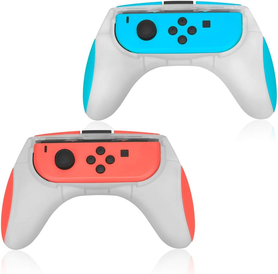 Jelly Joy Con Grips Joycon Grip for Nintendo Switch Translucent Frosted Plastic Wear-resistant Joy-con Handle for Nintendo Switch (Red,Blue)