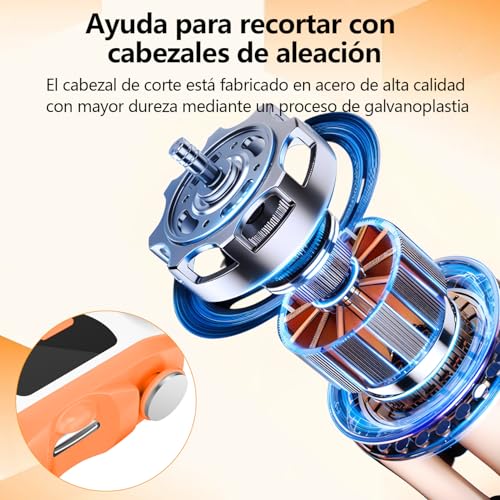 Cortauñas Electrico, 2026 nuevo 3 en 1 Cortaúñas Automático y Pulidor, 3 velocidades Cortauñas Eléctrica Ajustable Automático con Luz LED y Recargable por USB, para bebés, adultos y ancianos - Naranja