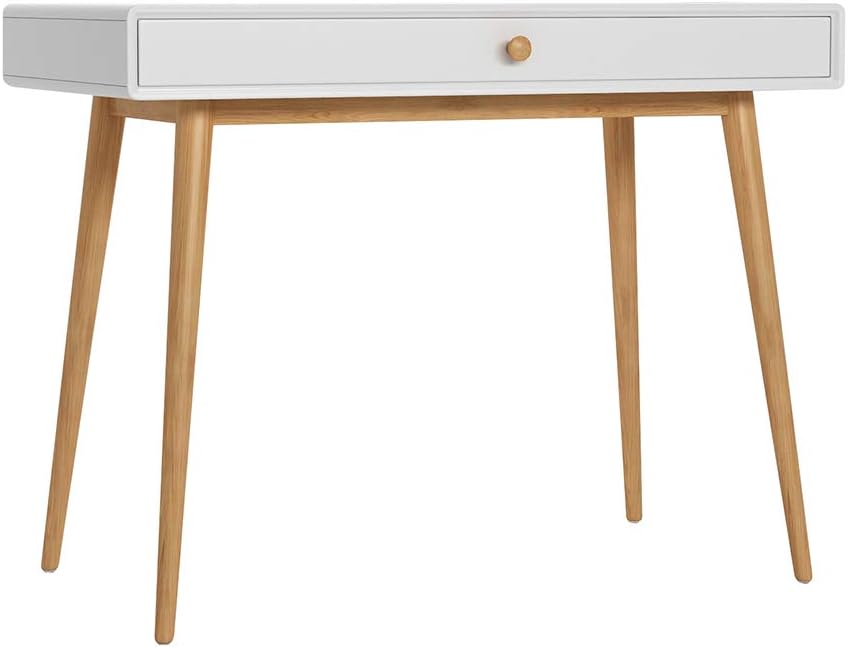 Home Office Writing Desk Computer Desk with Drawer, Simple Modern Makeup Vanity Table, White: Kitchen & Dining