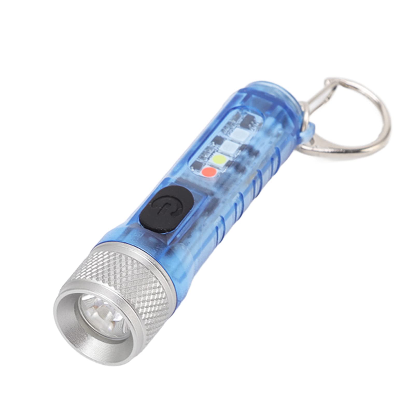 Mini LED Keychain Torch, 66 x 16mm USB Rechargeable Super Bright Flashlight Pocket Keyring Torch with White UV Red Blue Light for Camping Outdoor Hiking Emergency(Blue)