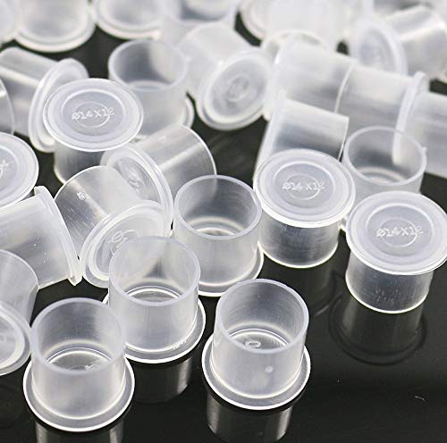 Tattoo Ink Caps,300pcs Plastic Disposable Microblading Tattoo Pigment Self Standing Cups,Tattoo Supplies Ink Holder Medium Size of 14x12mm