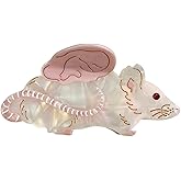 Novelty Rat Hair Clips,Funny Acetate Mouse Hair Clip,Fashion Claw Clips for Women,Pink