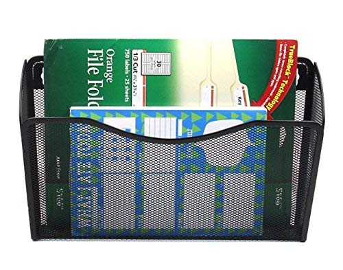 Klickpick Office Mesh Metal 6 Pockets Office Wall Mount Hanging File Folder Organizer Holder Rack Wall Files Magazine Organizer Holder (Black)
