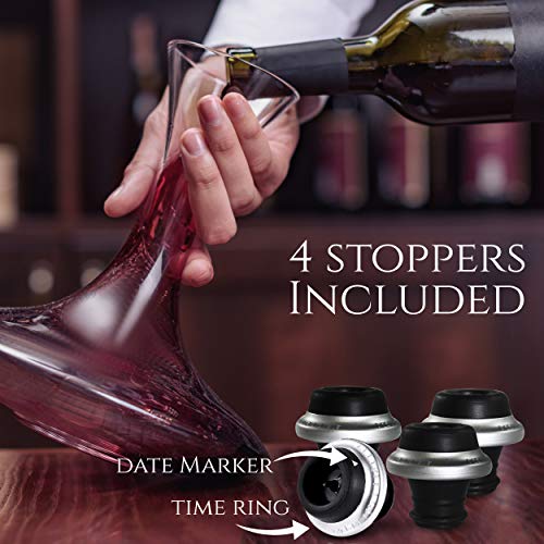Fresh Pour Wine Saver Pump Preserver with 4 Vacuum Wine Stoppers