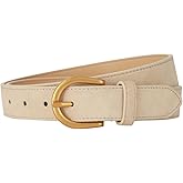 TILAFEYO Women's Genuine Suede Belt for Jeans Dresses Pants Fashion Ladies Leather Belt with Gold Buckle