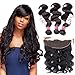 Unice Hair Brazilian Body Wave 13x4 Ear to Ear Full Lace Frontal Closure With Bundles, Unprocessed Virgin Human hair Natural Color (16 18 20+14 Frontal, Free Part)