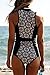 Women's One Piece Zipper Retro Print Bikini Push up Monokini Conjoined Bathing Retro Print,XL Suit UPS Post