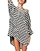 Chalier Womens Striped Chiffon Swimwear Bikini Swim Beachwear Swimsuit Cover Up