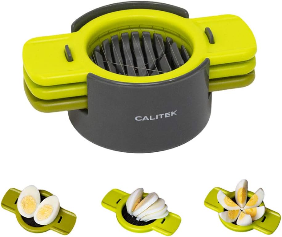 Calitek Egg Slicer 3 in 1 Multi Tool Cut Wedge Slice (Green) Amazon.co.uk Kitchen & Home