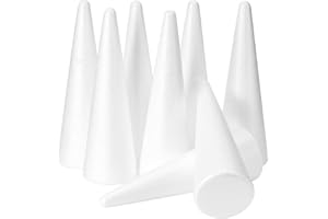YURN Craft 8 Pack Foam Cones for Crafts, Foam Trees Cones, 3.7×11.6 in Cones Shaped Foam for Christmas Decorations, Gnomes, and DIY Art Projects.