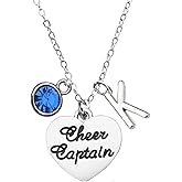 Infinity Collection - Personalized Cheer Captain Necklace with Birthstone Charm - Cheerleading Jewelry, Gift for Cheerleaders - Non-Tarnish