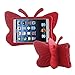 iPad case for kids, Feitenn 3D Cartoon Butterfly Non-toxic EVA Light weight Kid Proof Shockproof case with Kickstand for ipad 5/ ipad 6 /ipad pro 9.7/ New iPad 2017 case (Red)