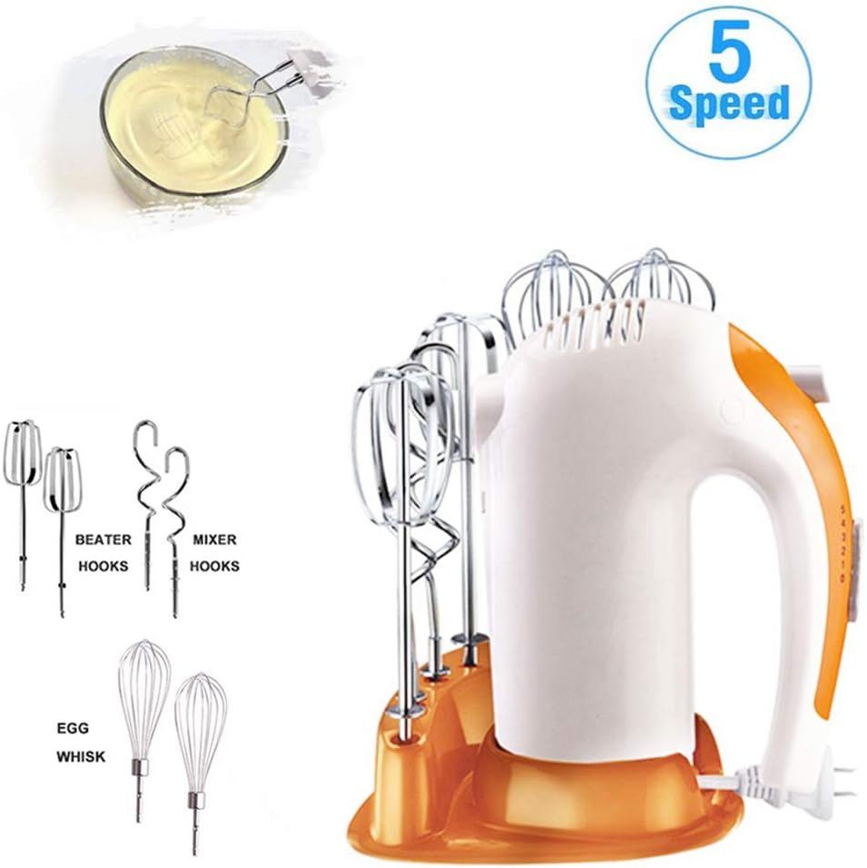 Bjzxz 5 Speed ​​Multifunctional 300W Mini Electric Food Mixer Handheld Egg Beater Whisk Kitchen Food Processor Home Baking Tool and Storage Box