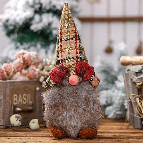 Ewolee Handmade Swedish Tomte, Scandinavian Christmas Figurines Santa Gnome Plush Doll with Long Hat and Beard for Table Decor, Desktop Ornament, Window Display, Xmas Gift (Type 4, Red Mitten)