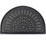 Mibao Half Round Door Mat, Non-Slip Welcome Entrance Way Rug, Durable Low-Profile Easy to Clean Front Outdoor Heavy Duty Doormat, 24" x 36", Coffee