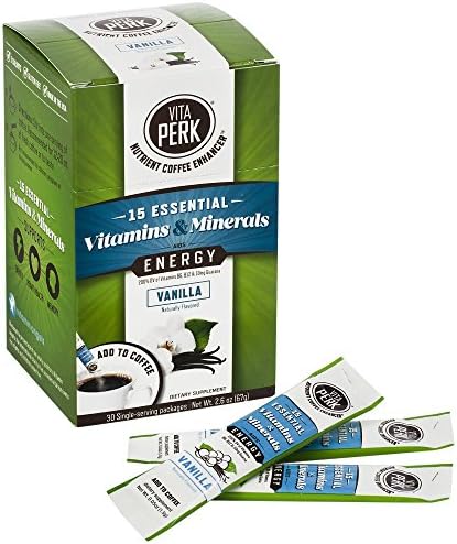 VitaPerk Energy, Vanilla, 30 pack, Add HEALTHY ENERGY &amp; Vitamins to Starbucks, Kuerig Green Mountain, Dunkin Donuts, Folgers, Maxwell House or your favorite coffee or coffee pod