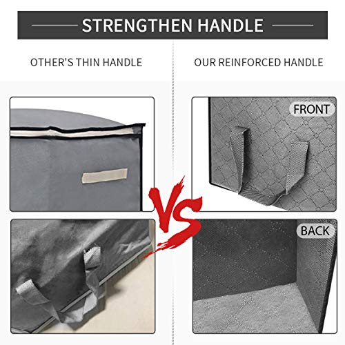 king do way Clothes Storage Bags 23.6" x 16.9" x 13.7" 2 Section Large Capacity Comforter Storage Bags with Strengthen Handle, Clear Window, Zipper for Clothes, Blankets, Closets, Bedrooms,