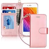iPhone 7 Case, FYY [RFID Blocking wallet] 100% Handmade iPhone 7 Wallet Case Stand Cover With Credit Card Protector Rose Gold