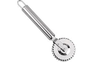 lasuroa Stainless Steel Pastry Cutter Wheel, Fluted Pasta Dough Crimper Ravioli Cutter Maker Tool for Pizza, Noodles, Cookies