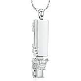 MYPOWER Urn Necklace for Ashes for Men Adults Stainless Steel 18 Wheeler Semi Truck Cremation Jewelry Memorial Pendant Ashes Holder-Silver