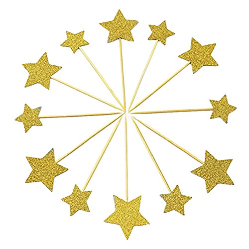 HYOUNINGF 50 Pcs Gold Star Cupcake Toppers,Star Cupcake Toppers Twinkle