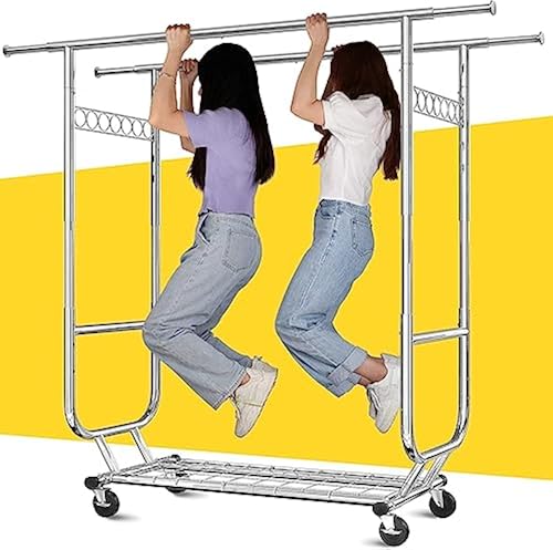 Raybee Appendiabiti Commerciale Heavy Duty – Max 400 Lbs – Regolabile In Larghezza E Altezza Con Ruote