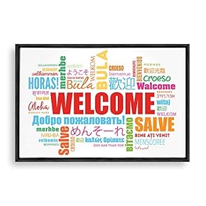 Framed Canvas Wall Art Welcome Canvas Prints Home Artwork Decoration for Living Room,Bedroom - 16x24 inches