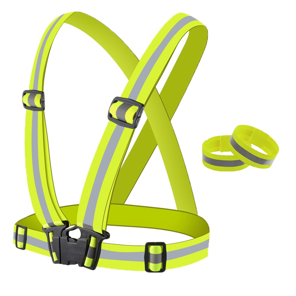 BOZEVON Unisex Reflective Safety Vest for Adults & Kids - High Visibility Led Reflective Safety Vest Lightweight and Adjustable Suitable for Running, Dog Walking, Hiking, Jogging, Package 1