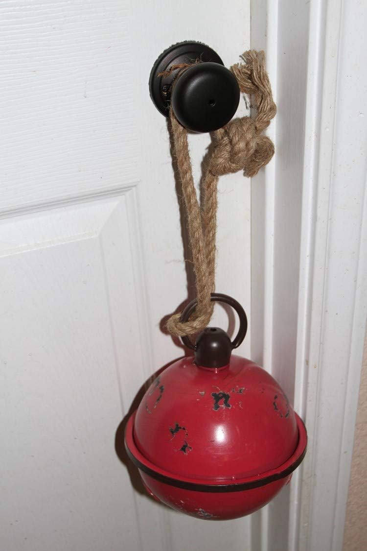 Giant Jingle Bell Door Hanger, Distressed Red Metal, Large Jingle Bell is 10 inches