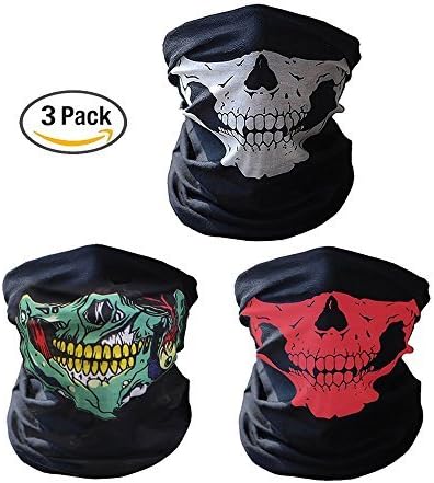 Olyeem Halloween mask, Outdoor Cycling Riding Hiking Motorcycling Protective Face Mask, Breathable Seamless Tube Skull Face Mask（3pack）