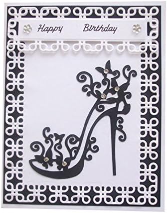 UanBO9wykh Creative Cutting Die (●_●), Lovely Heels Shoes Cutting Die Scrapbook Album Decor DIY Paper Craft Stencil for Paper Card Embossing Album Card Stock Silver