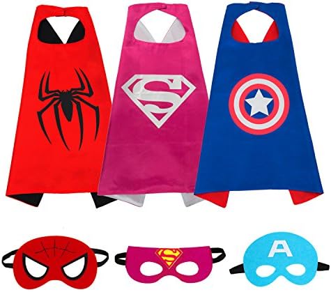 Comics Cartoon Superhero Dress Up Costumes 3Satin Capes with Felt Masks ...