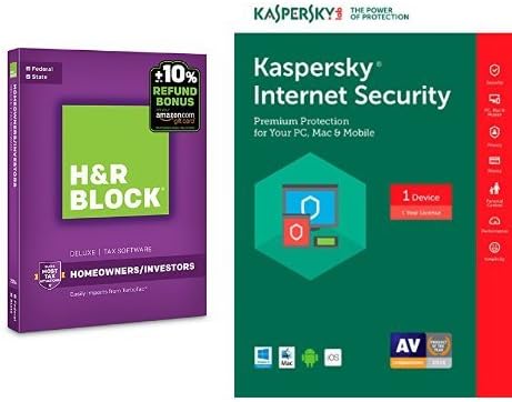 H&R Block Tax Software Deluxe + State 2016 + Refund Bonus Offer PC/Mac Disc with Kaspersky Internet Security 2017 | 1 Device | 1 Year | Download