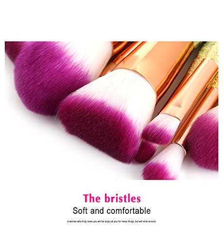 Coshine 10pcs/set Unique Mermaid Nylon Hair Makeup Brush Set Cosmetic Tools Kits (3D Rainbow) - Thumbnail 6
