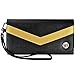 caseen ViVi Wallet Clutch Purse Case (Black/Gold) for Apple iPhone 7 / 8 Plus / 10, Samsung Galaxy S7 Edge / S8 Plus / Note 8, Google Pixel 2 / Pixel 2 LX, LG G6 & more - Large Size